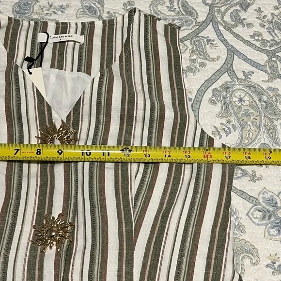 Commense Linen/Cotton Striped Vest & Mid-Waist Striped Wide-Leg Pants Set - Picture 11 of 16